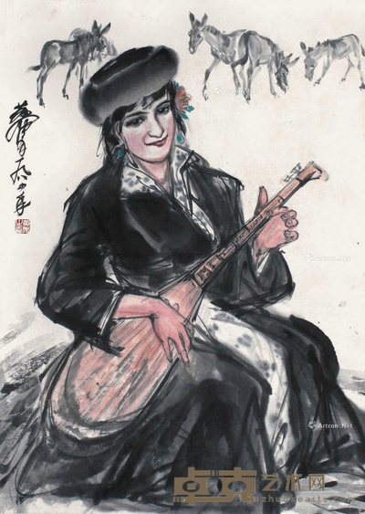 黄胄 人物 立轴 66×47cm