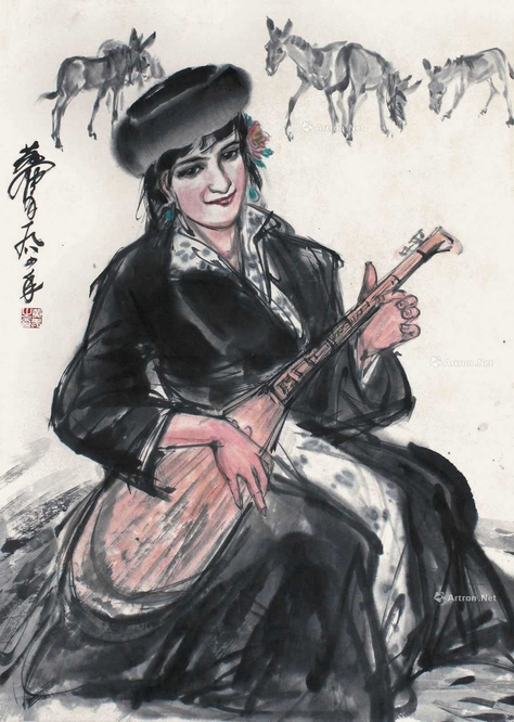 黄胄 人物 立轴