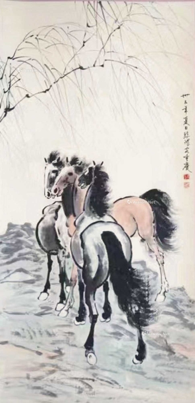 徐悲鸿 三马图