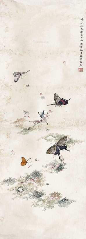 潘静淑 花卉草虫 立轴