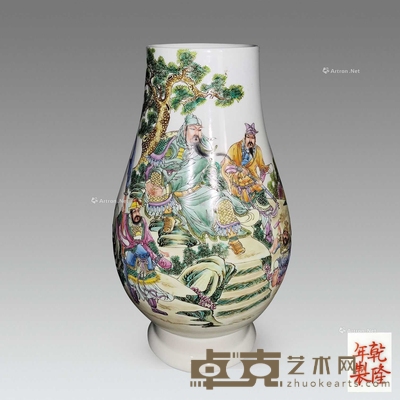 粉彩人物牛头尊 高41cm