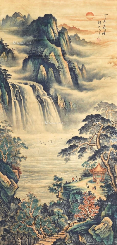 张大千 山水人物 软片