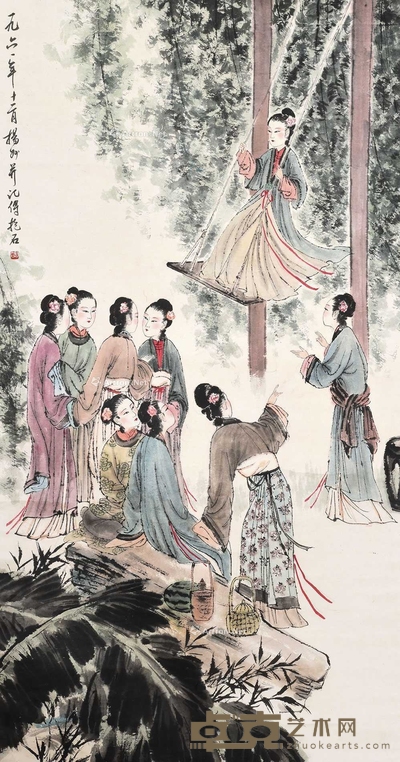 傅抱石 仕女 立轴 175×92cm