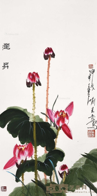 喻寿奇 莲昇 立轴 138×68cm