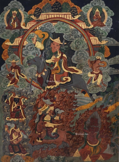 清 金刚善护法唐卡 镜框