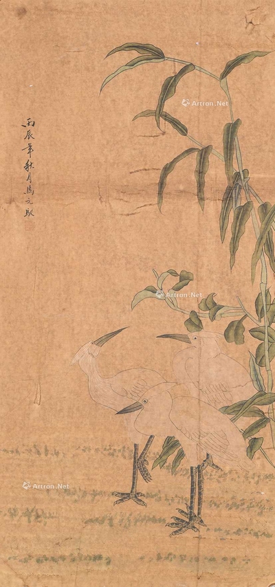 马元驭 花鸟 托片