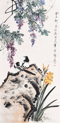 颜伯龙 花鸟 立轴