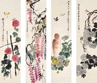 齐白石 花鸟四条屏 立轴