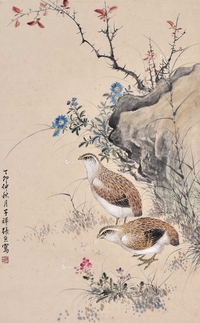 张熊 花鸟 立轴