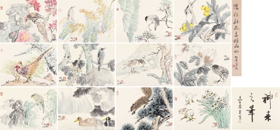 潘裕钰 当代 花鸟册页 册页 （十二开）
