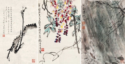 李鹤云 赵梅林 傅抱石 现代 书画（许莘农旧藏） （三件） 镜片