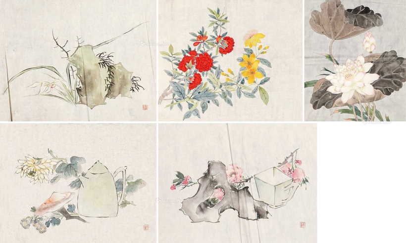 佚名 近代 花鸟画稿七十件 （七十张） 镜心