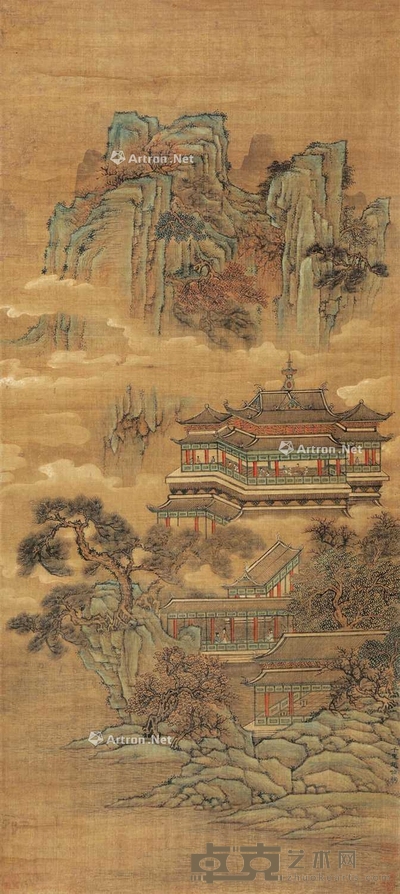 佚名 清代 绢本山水 (一轴) 立轴 102×45.5cm