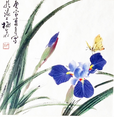 梅若 当代 兰蝶飞舞 镜框