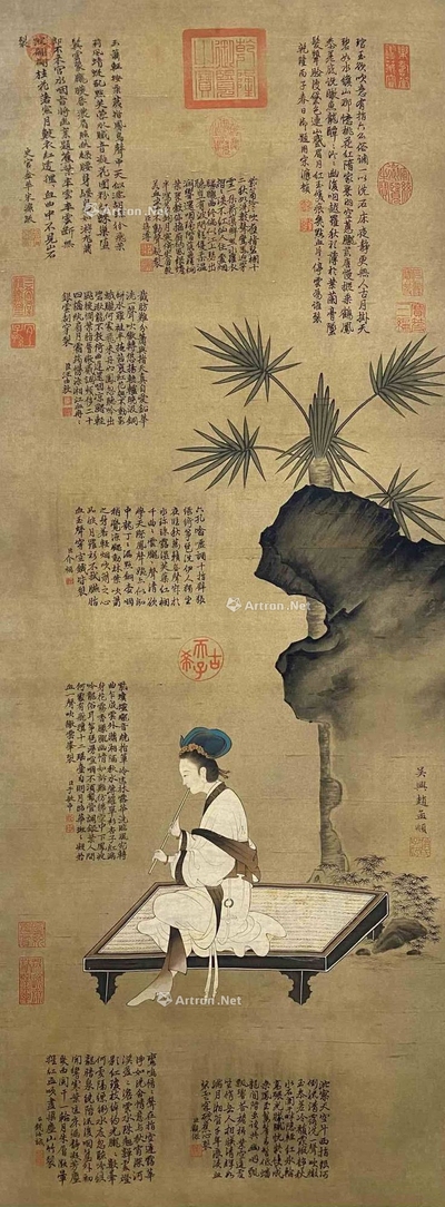 赵孟頫 款  吹箫图 立轴