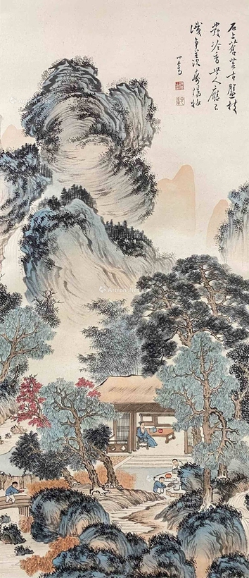 溥儒 款  山居图 立轴