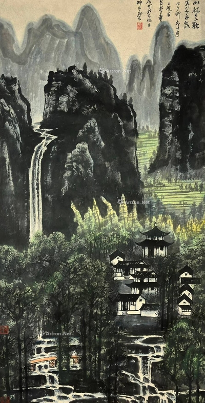 李可染 款  山水图 立轴
