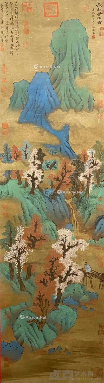 关仝 款  山水 立轴 画心尺寸215×52cm