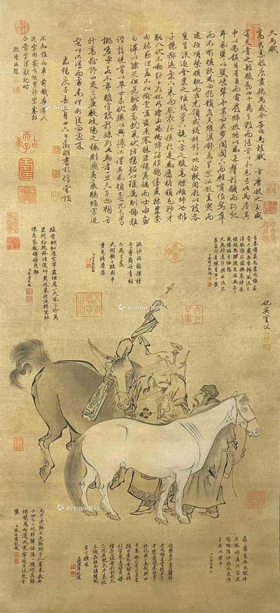 仇英 款  天马赋 立轴