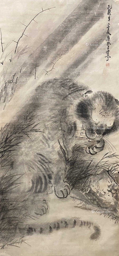 黄慎 款  虎 中堂