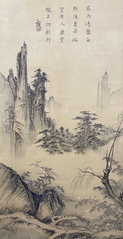马远 款  踏歌行 中堂