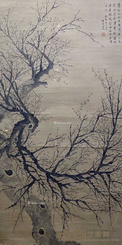 金农 款  梅花 中堂 画心尺寸135×64cm