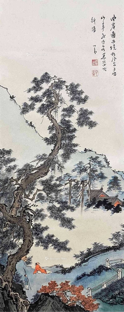 溥儒 款  松下高士图 立轴