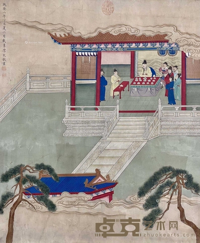 陈枚 款  人物故事 立轴 画心尺寸68×57cm