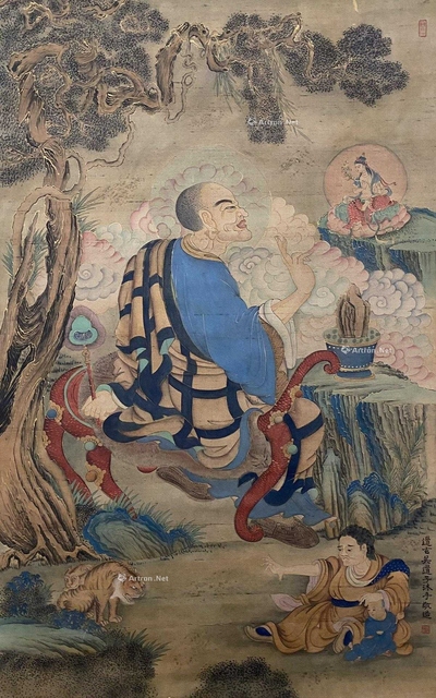 吴道子 款  罗汉图 中堂
