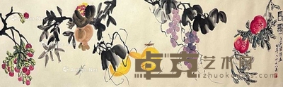 齐白石 款  长寿 镜片 177×47cm