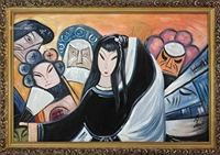林风眠 款 戏曲人物 油画 画框
