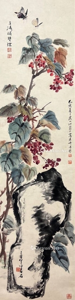 王雪涛 款 江寒汀 款 应野平 款 花卉蝴蝶 立轴