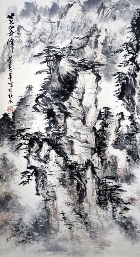 董寿平 款 黄山奇峰 立轴
