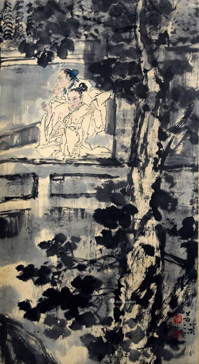 杨善深 款 幽林思语 立轴