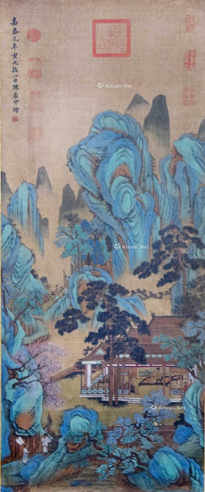 陈居中 款 翠峦幽居 立轴