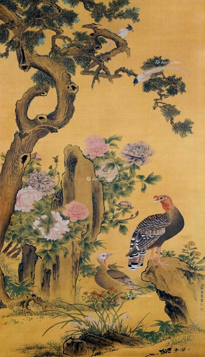 余省 款 芳林鸟影 立轴
