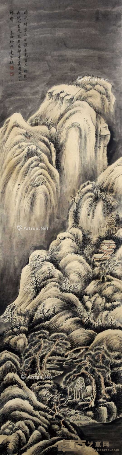 徐邦达 款 深壑幽居图 立轴 137×35cm