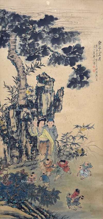 徐操 款 多子宜男 立轴