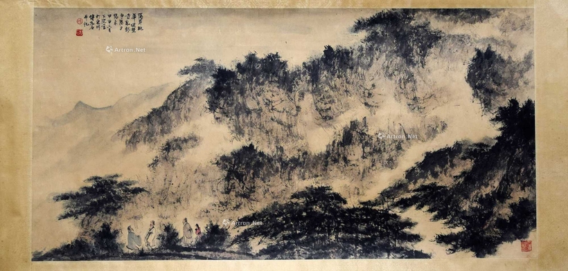 傅抱石 款 山林逸韵 镜片