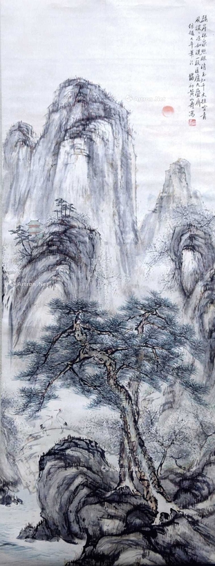黄山寿 款 松岩峻岭 立轴