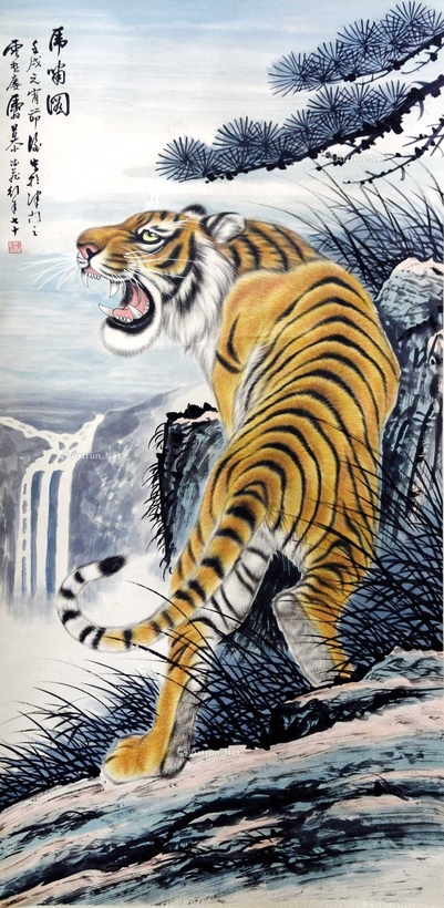 慕凌飞 款 虎啸图 立轴