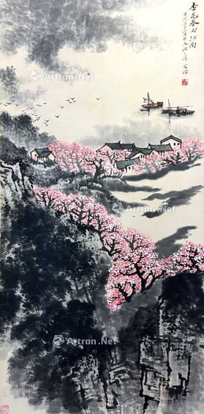 宋文治 款 杏花春雨江南 立轴