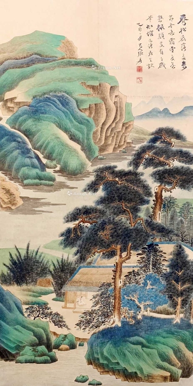 张大千 款 春松磊落 立轴