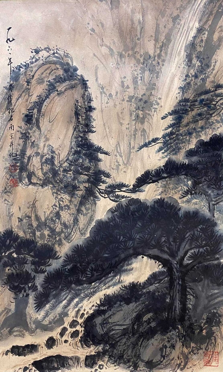 傅抱石 款 松泉雅韵 立轴