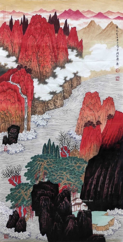 薛亮 款 红山涌江 镜心