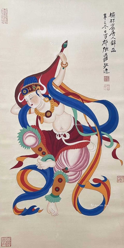 张大千 款 榆林窟唐人壁画 立轴