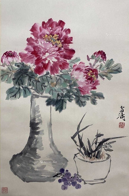 王雪涛 款 牡丹 立轴