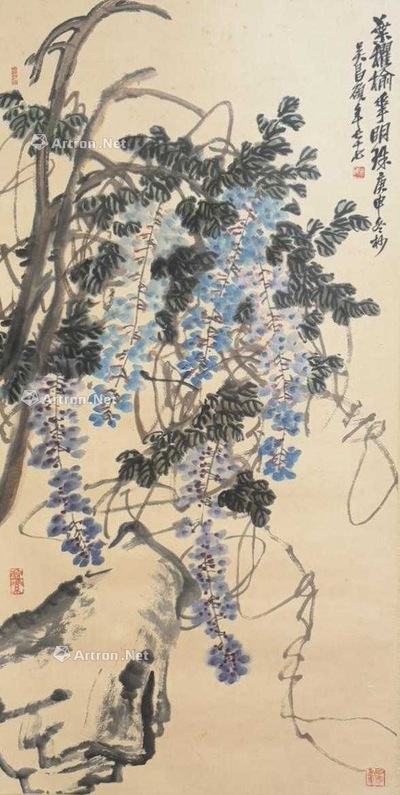 吴昌硕 款 紫藤