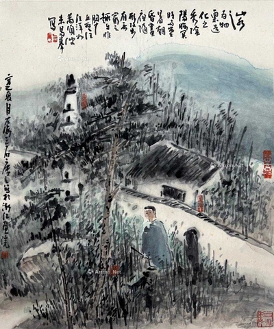 曾宓 款 闲庭午寂 立轴
