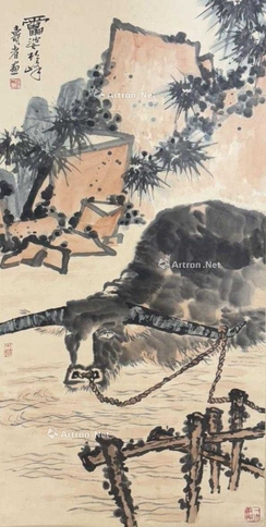 潘天寿 款 耕牛图